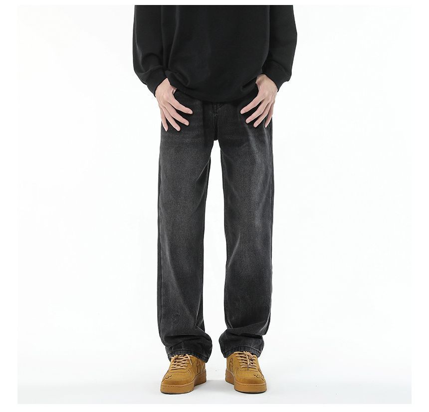 FOEV - Mid Rise Washed Loose Fit Jeans