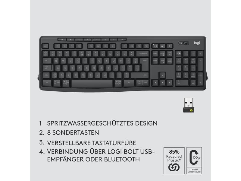 Logitech MK370 for Business Kabellose Tastatur und geräuscharme Maus