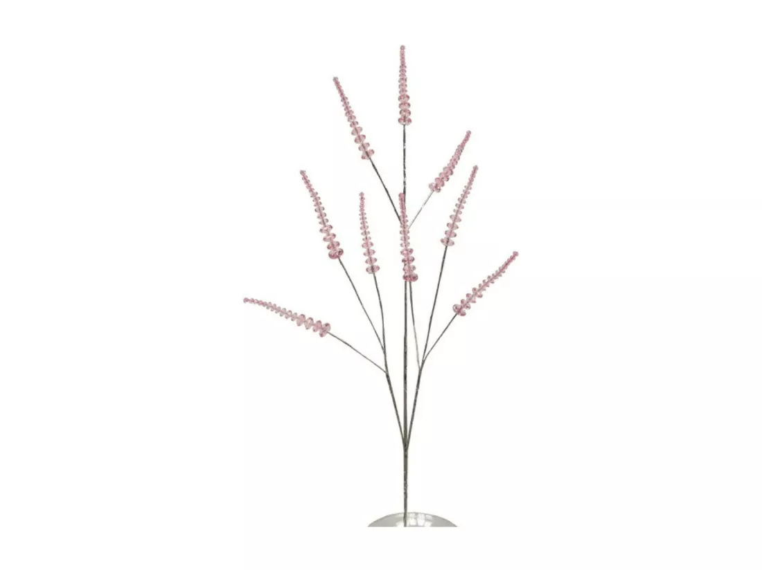 Branche de Fleurs «Cristal» en verre rose 90 cm