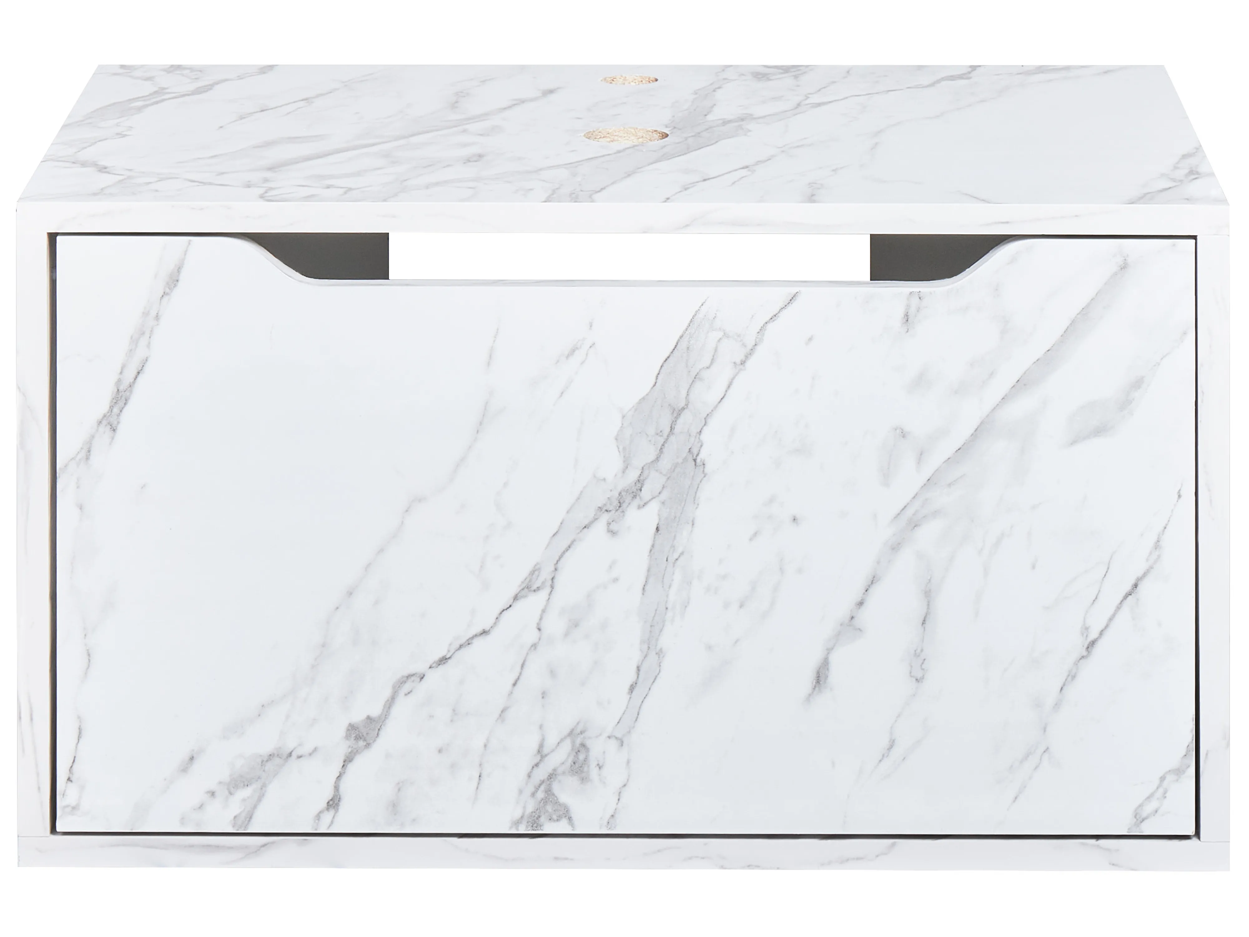 Wandgemonteerde wastafelkast PETROLINA 60 cm Wit marmer