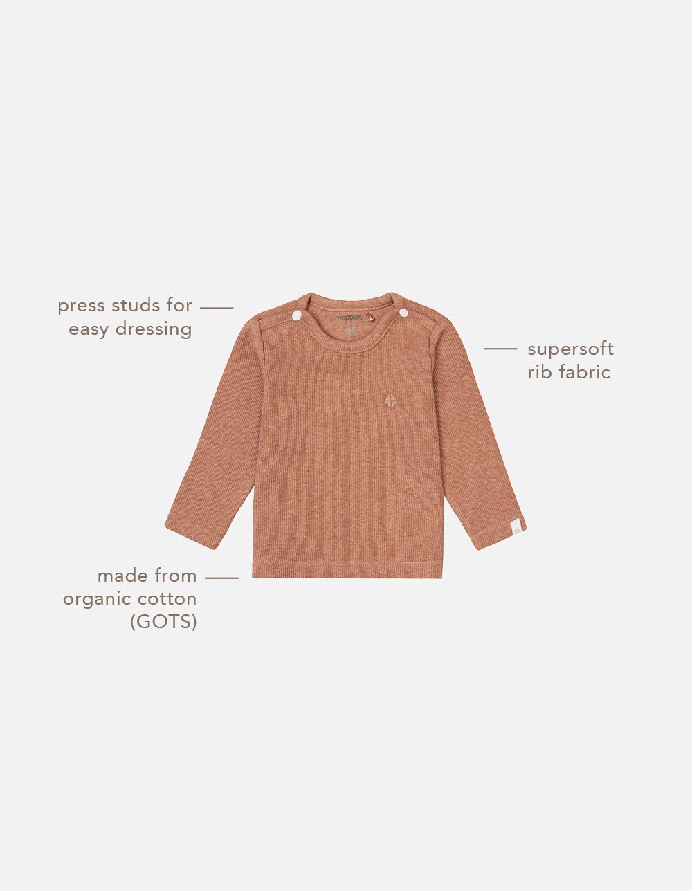 Noppies Newborn Longsleeve Natal - Cafe Au Lait Melange