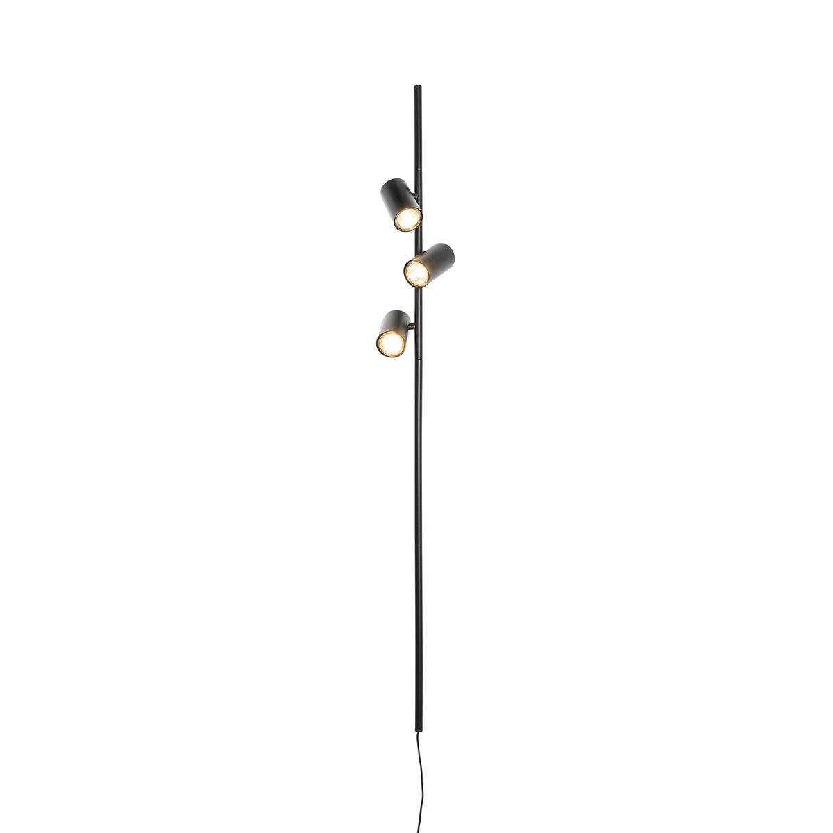 Smart wandlamp zwart met voetschakelaar 3-lichts incl. 3 Wifi GU10 50mm - Jeana Luxe