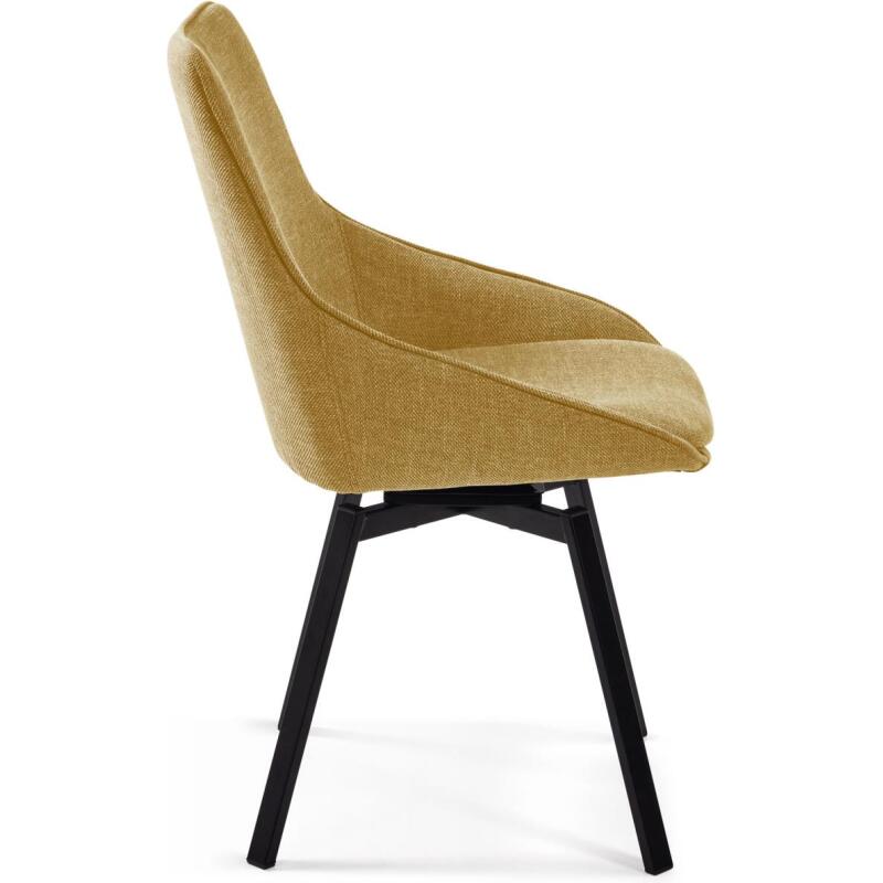 Chaise pivotante Jenna jaune moutarde et pieds en acier noir