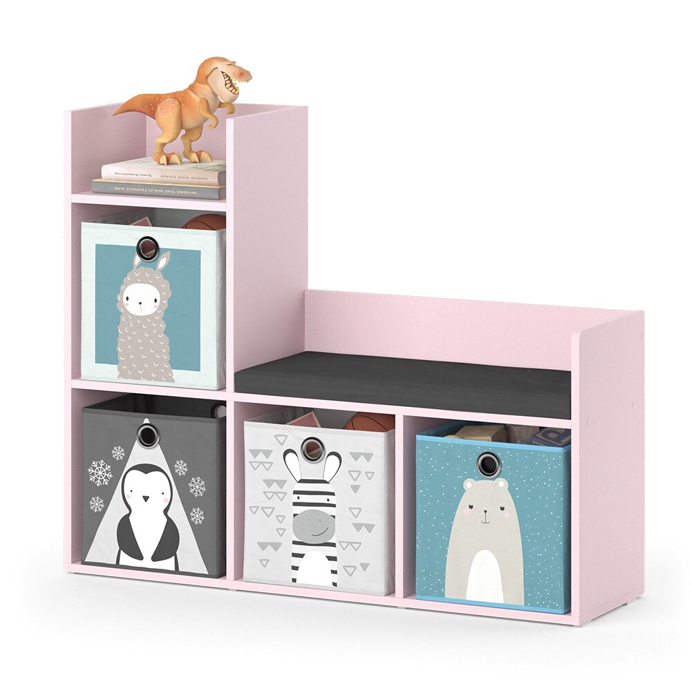 Vicco Regal mit Sitzbank Luigi 107 x 88 cm, Rosa, Kinderzimmer, große Fächer