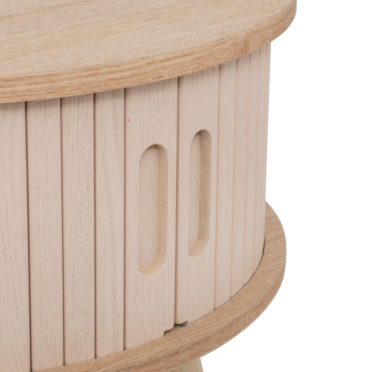 TABLE BASSE 2 PORTES NYSOS BEIGE D.60X60X40.7CM