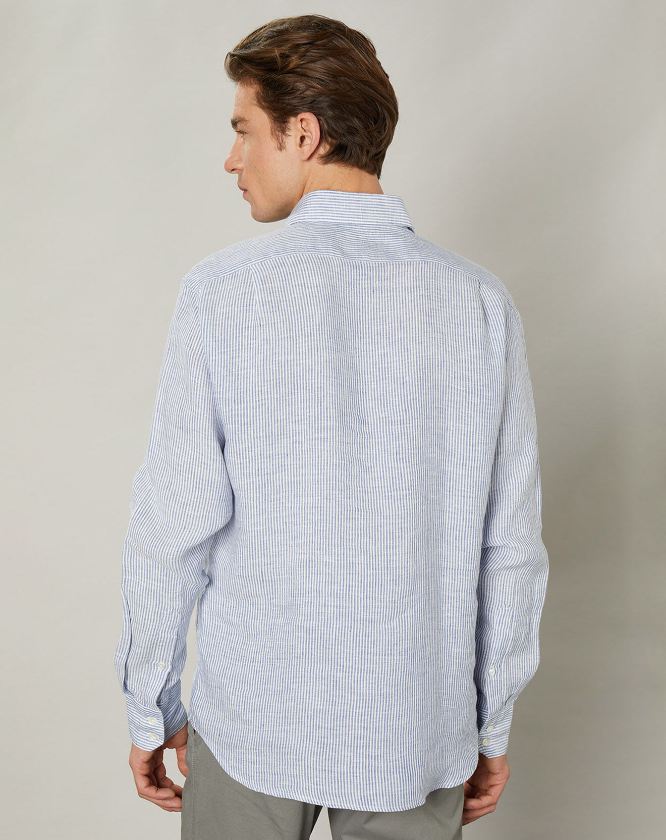 Hartford Chemise regular 100% Lin Paul bleue