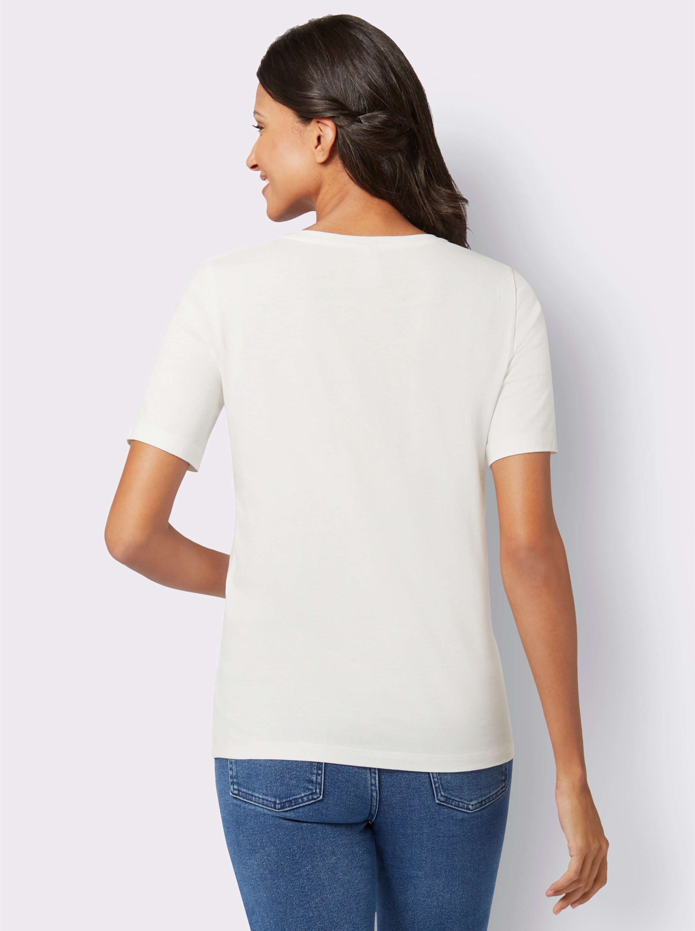 Kurzarmshirt mit platziertem Floral-Muster