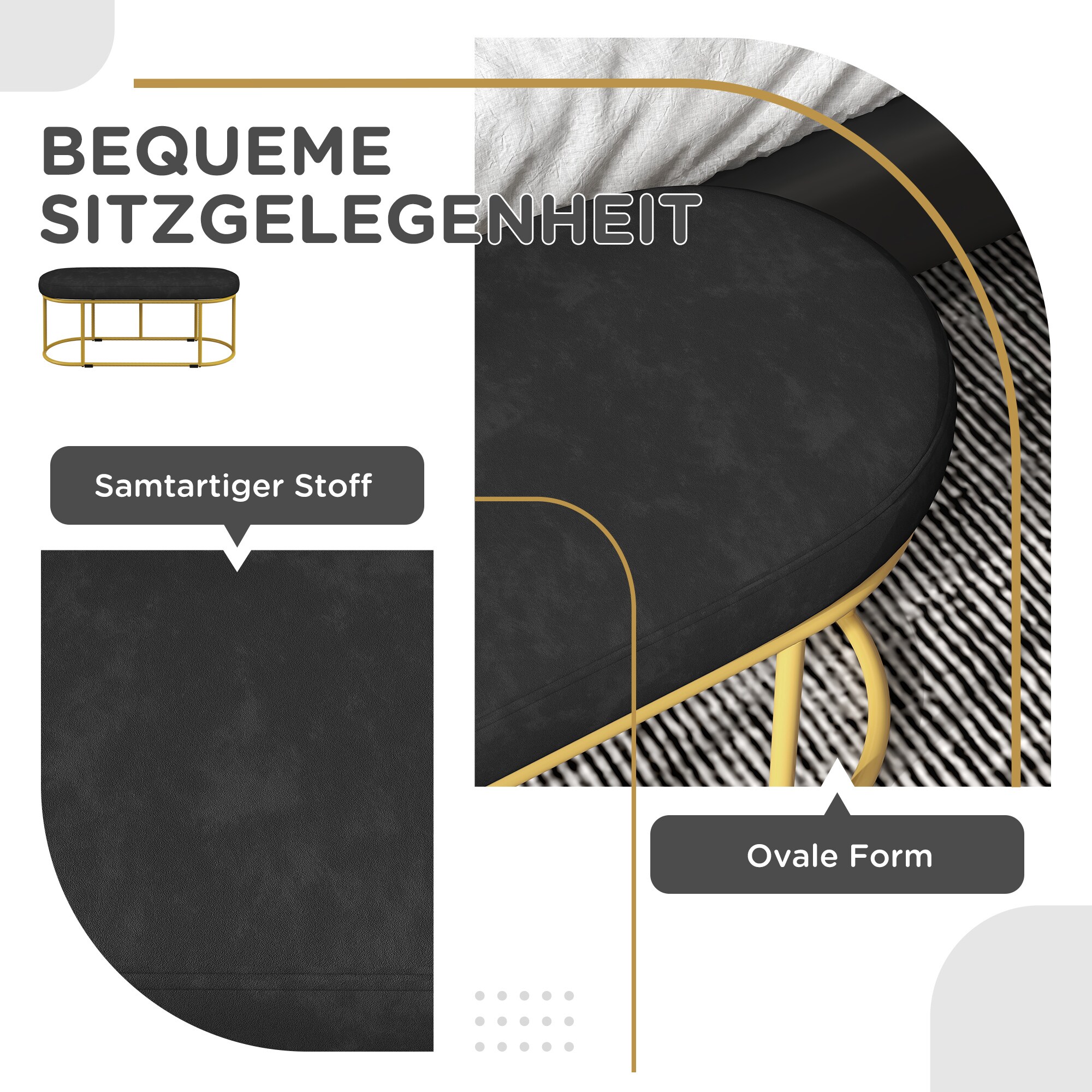 HOMCOM Sitzbank mit abgerundeten Stahlrahmen schwarz 100L x 37B x 43H cm