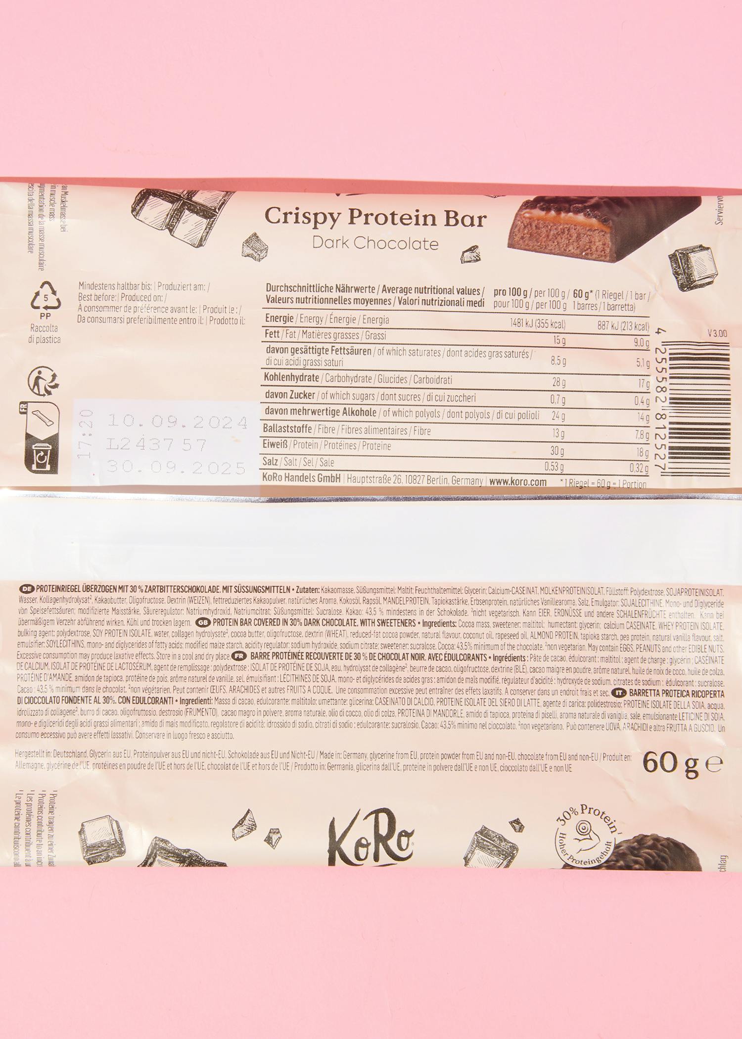 Crispy Protein Bar Dark Chocolate 60 g
