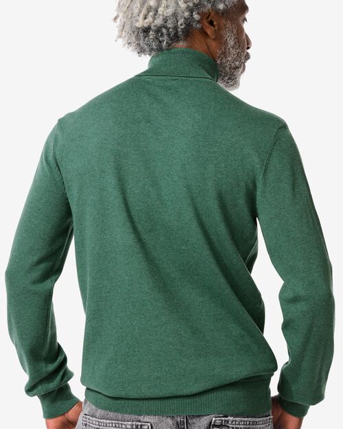 pull col roulé homme en maille vert