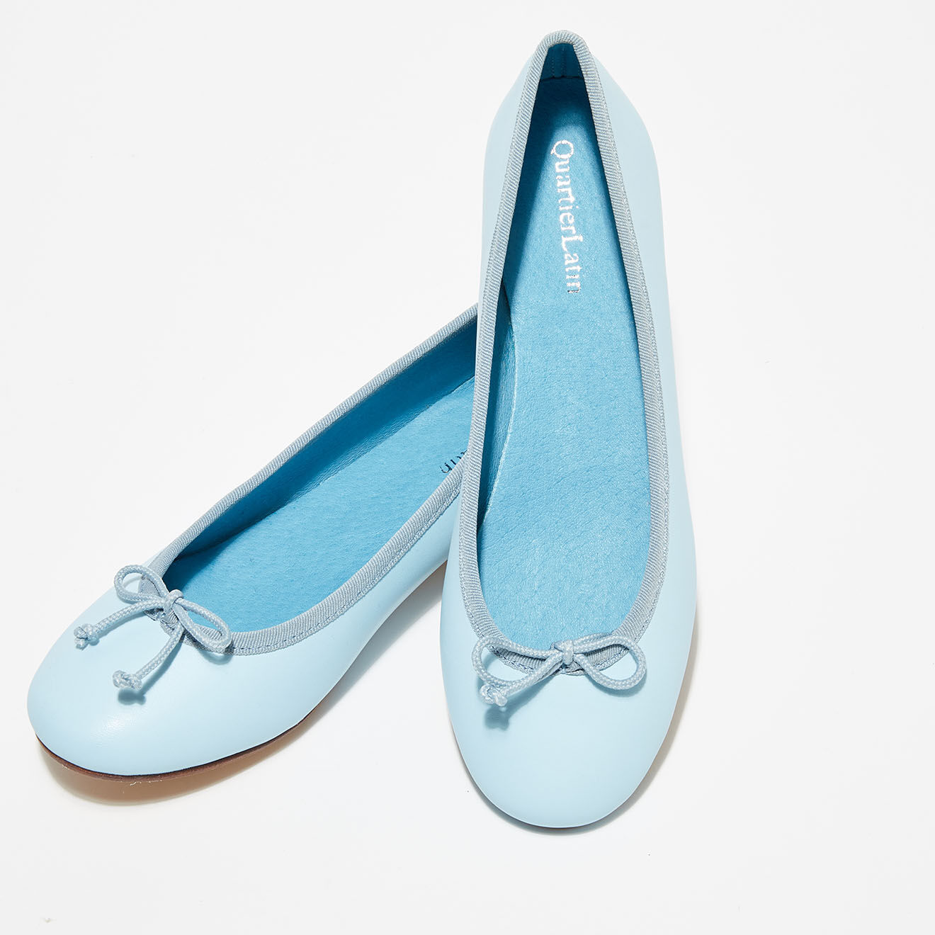 Quartier Latin Ballerines en Cuir Lisse Jeanne bleu ciel