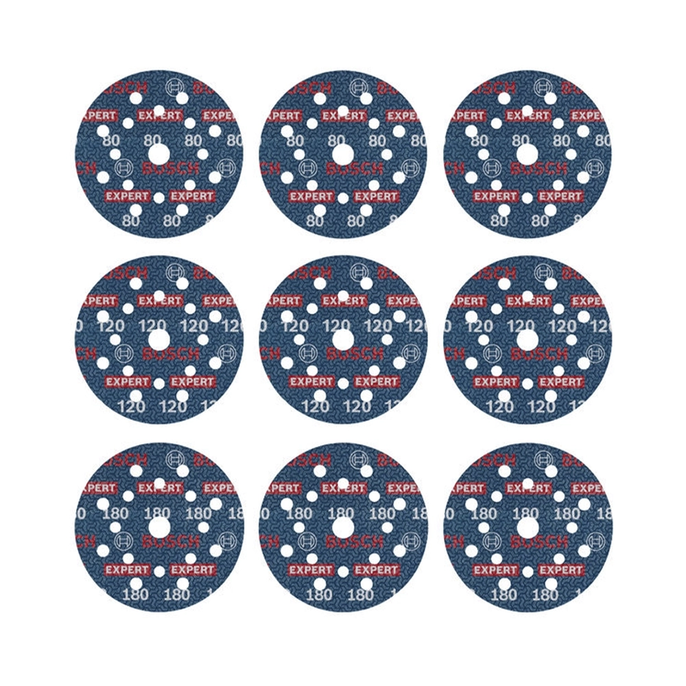 Bosch 9-teiliges Schleiffolien-Set G80/G120/G180, 125mm (2.608.902.407)