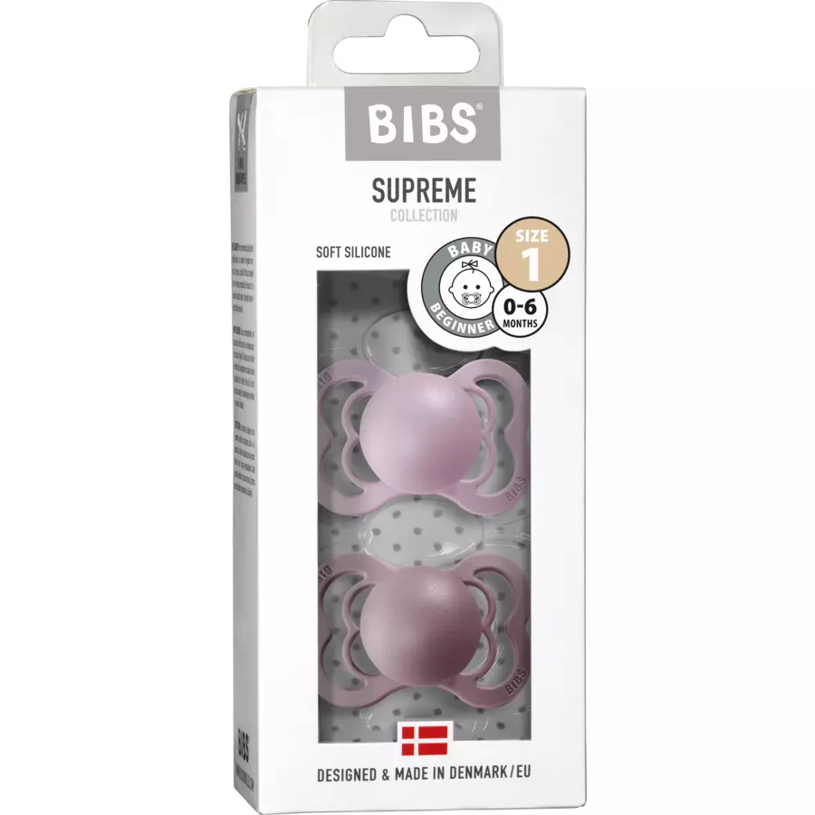 BIBS® Schnuller Supreme Dusky Lilac  Heather Silikon 0-6 Monate, 2 Stk.