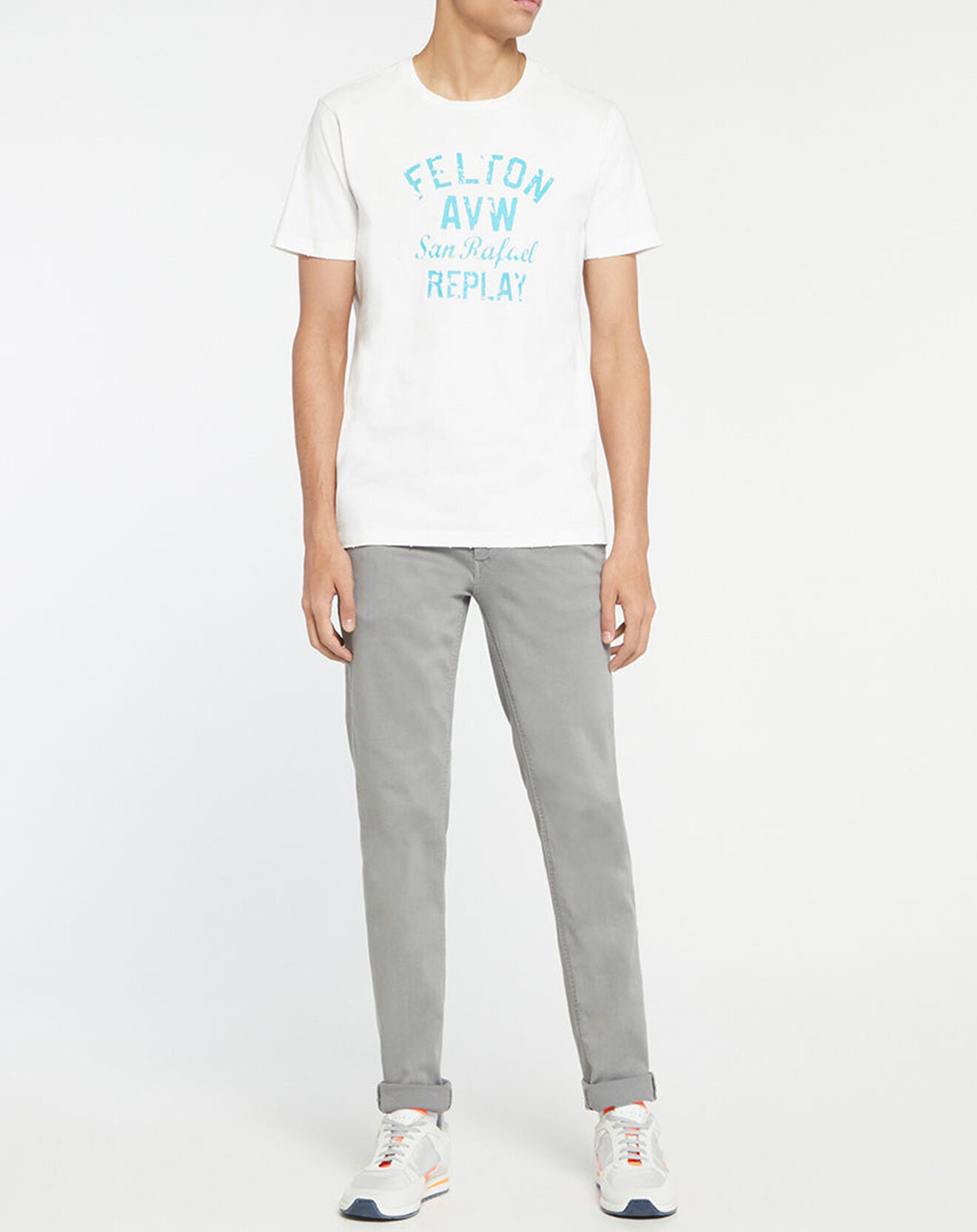 Replay T-Shirt manches courtes Logo Falton blanc