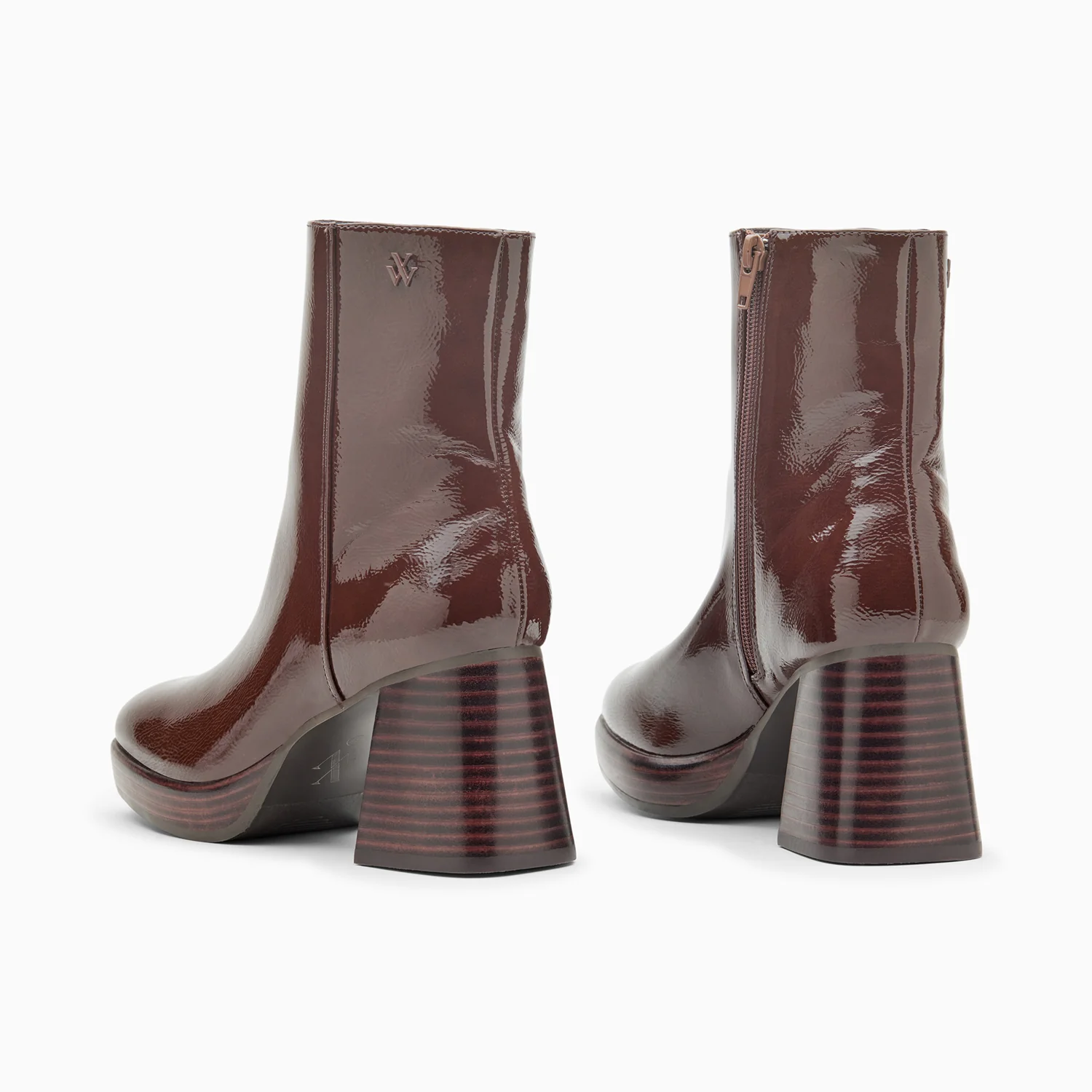 Bottines-Bottines Marina marron à plateforme et talon bois