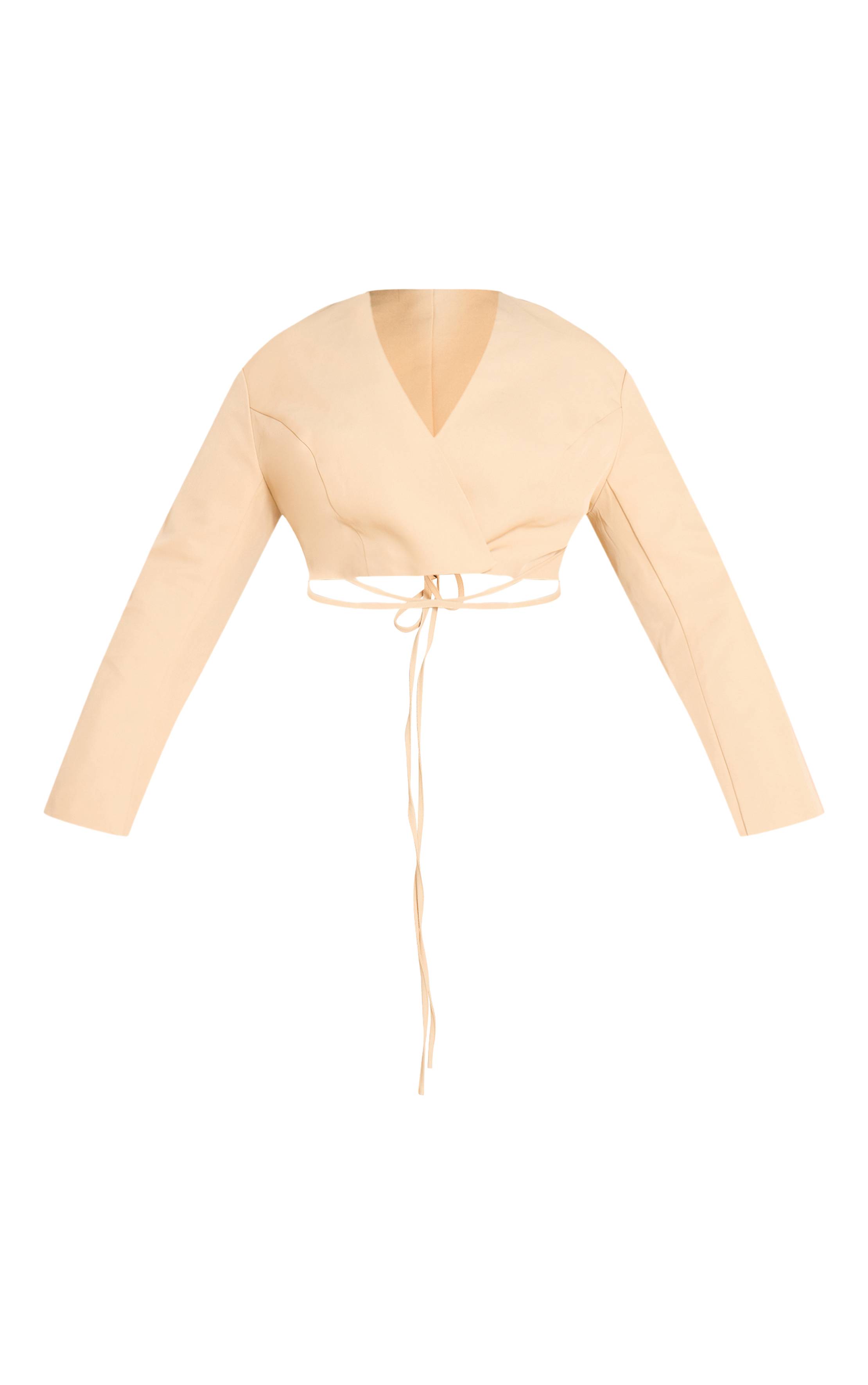 Pale Yellow Blazer Grande Taille Cache-cœur Avec Ceinture À Nouer À La Taille