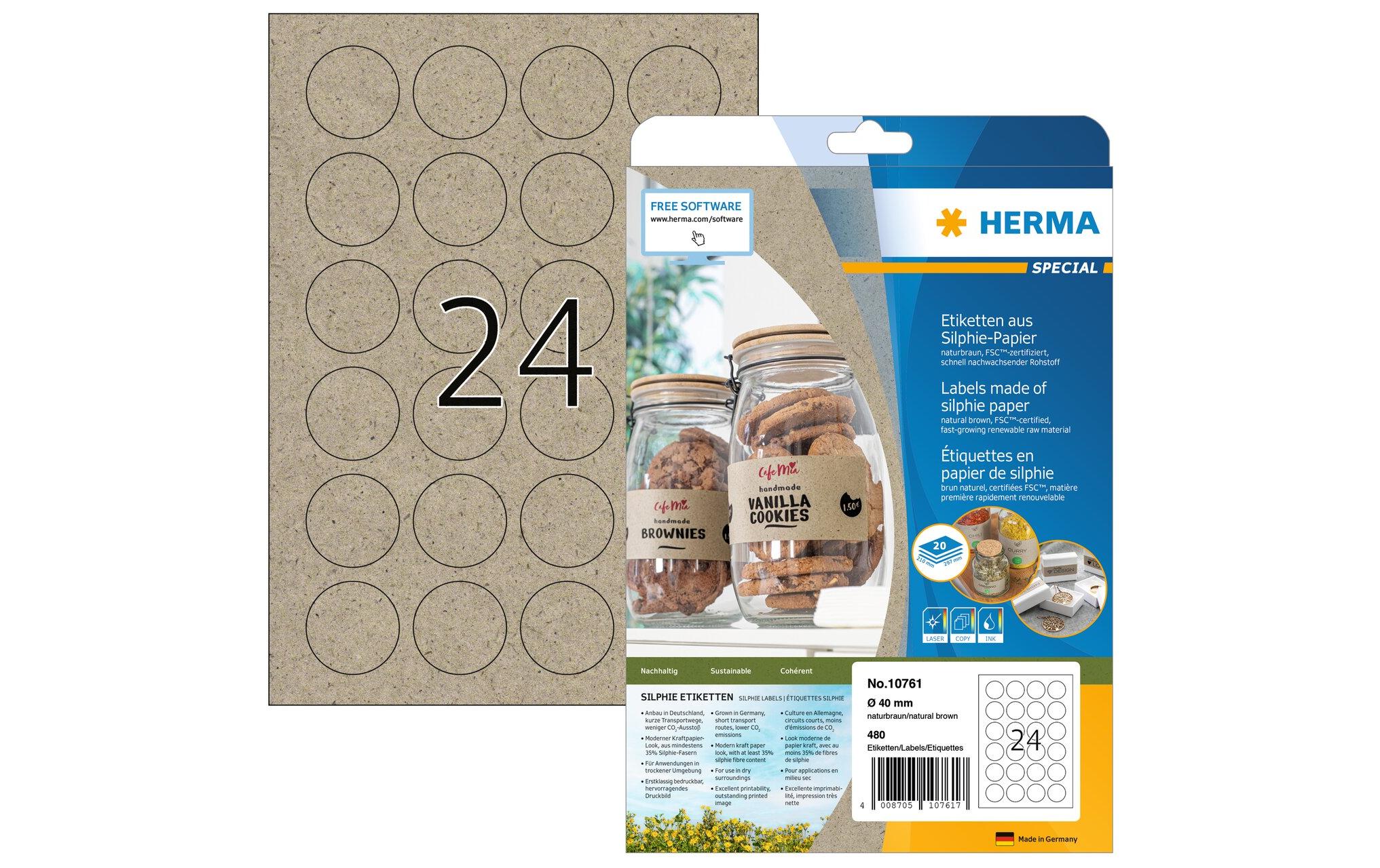Runde Etiketten Ø 40 mm, 20 BlattUmweltfreundliche Produkt-Etiketten