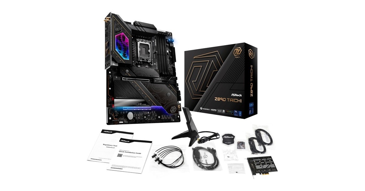 ASRockZ890 Taichi socket 1851 moederbord  (Zwart, RAID, 5Gb-LAN, 2.5Gb-LAN, WLAN, BT, Sound, ATX)