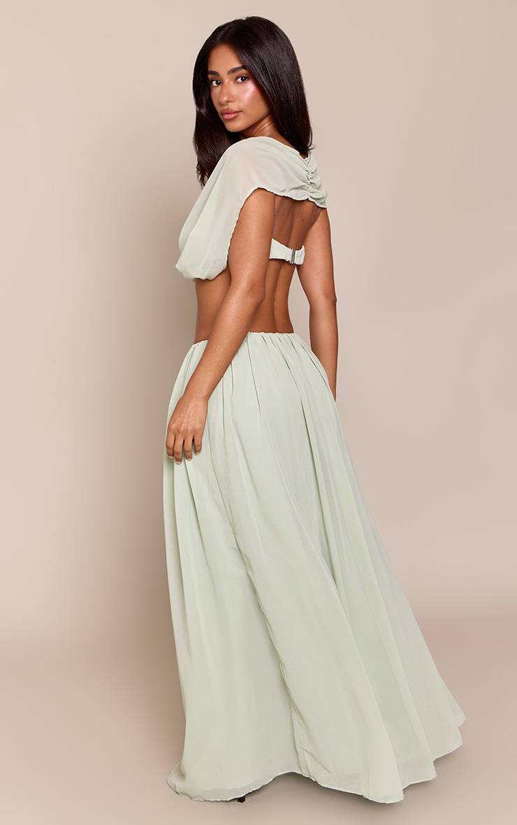 Vert Sauge Ensemble Jupe Longue En Mousseline Petite
