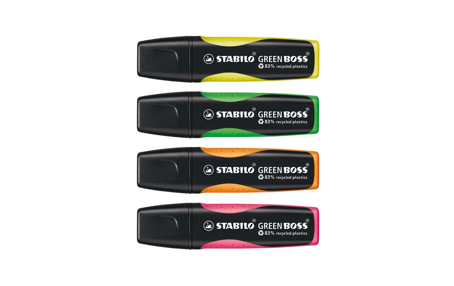 Textmarker Green Boss 4 StückNachfüllbare Leuchtmarker in vier Farben