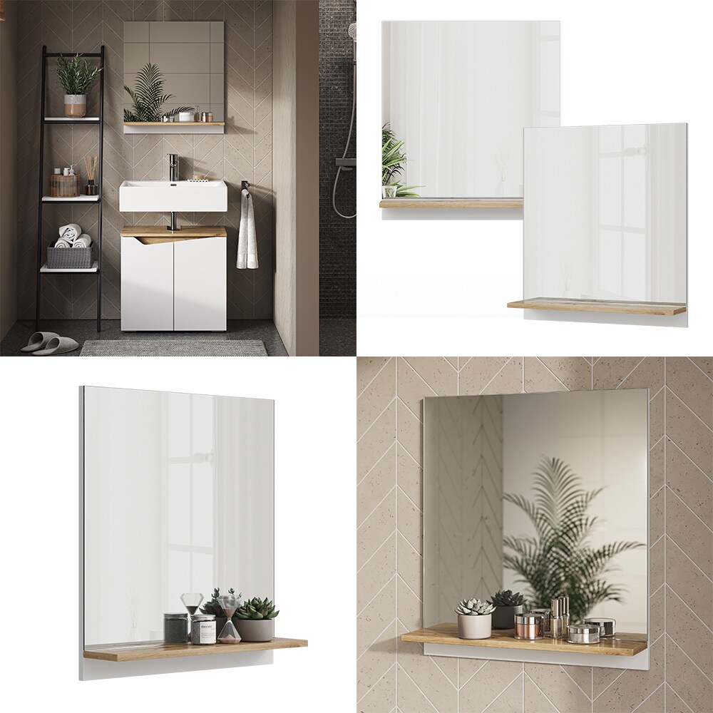 Vicco Badspiegel Marelle 60 x 67 cm modern Wandspiegel mit Ablage für Badezimmer