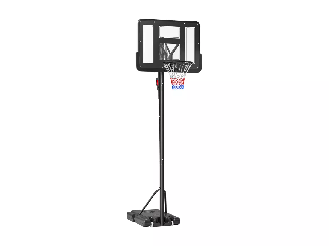 Panier de basket sur pied hauteur réglable 2,35-3,05 m - roulettes, base de lestage - acier PE noir