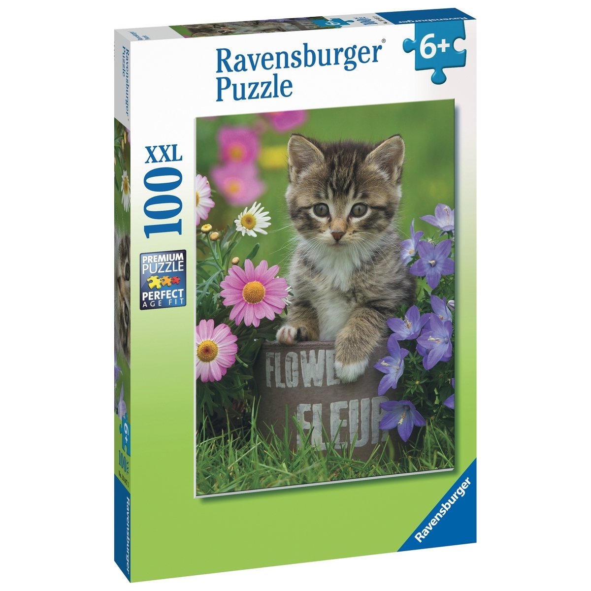 Puzzle 100 pièces Ravensburger - Chaton parmi les fleurs