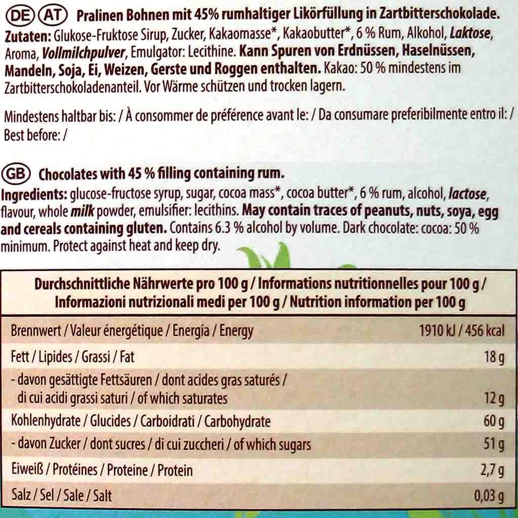 Piasten Bud Spencer Caribic Rum Schokobohnen 150g MHD:24.9.25