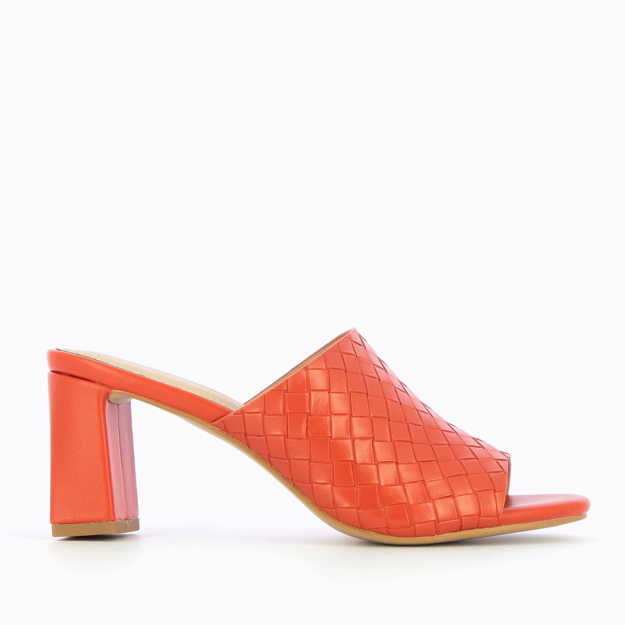 Sandales à talon, Compensées-Mules à talon Melaurie rouge effet tressé