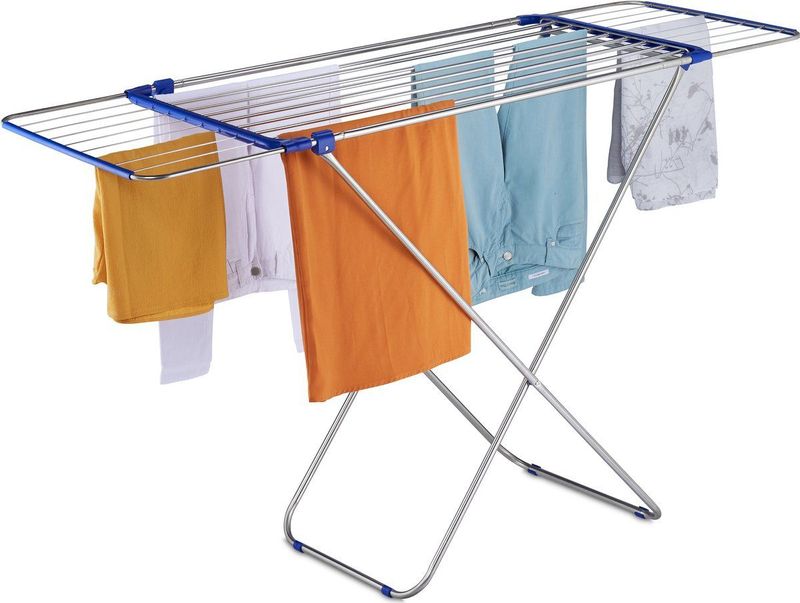 Relaxdays droogrek uitschuifbaar - voor kleding - rvs - 13,6 m drooglengte - binnen - buiten