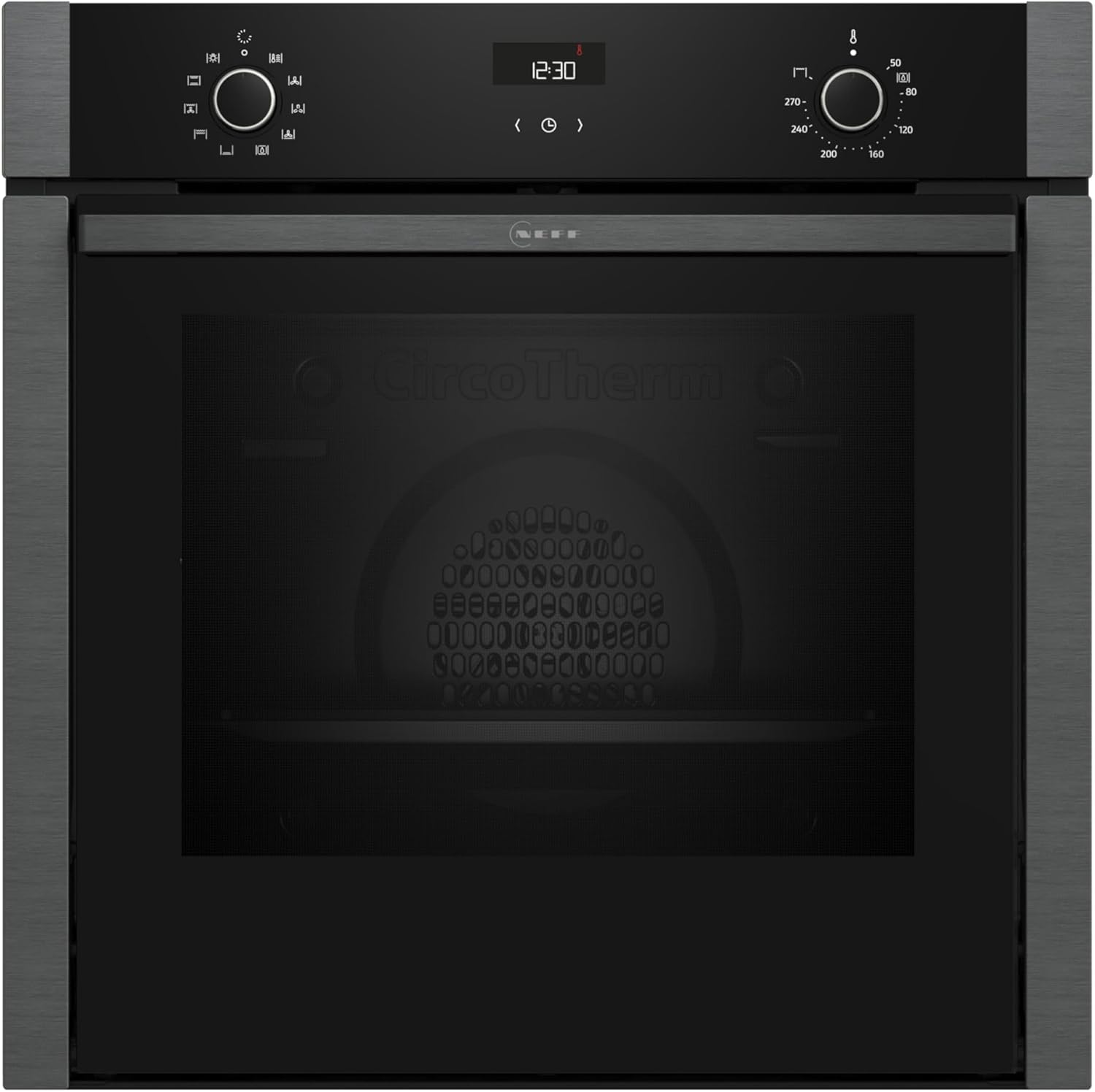 NEFF B3ACE2AG3, N50, Backofen, 60 x 60 cm, Made in Germany, LCD-Display, Versenkbare Tür, CircoTherm, 7 Beheizungsarten, Easy Clean, Kindersicherung, Schnellaufheizung, Graphite-Grey