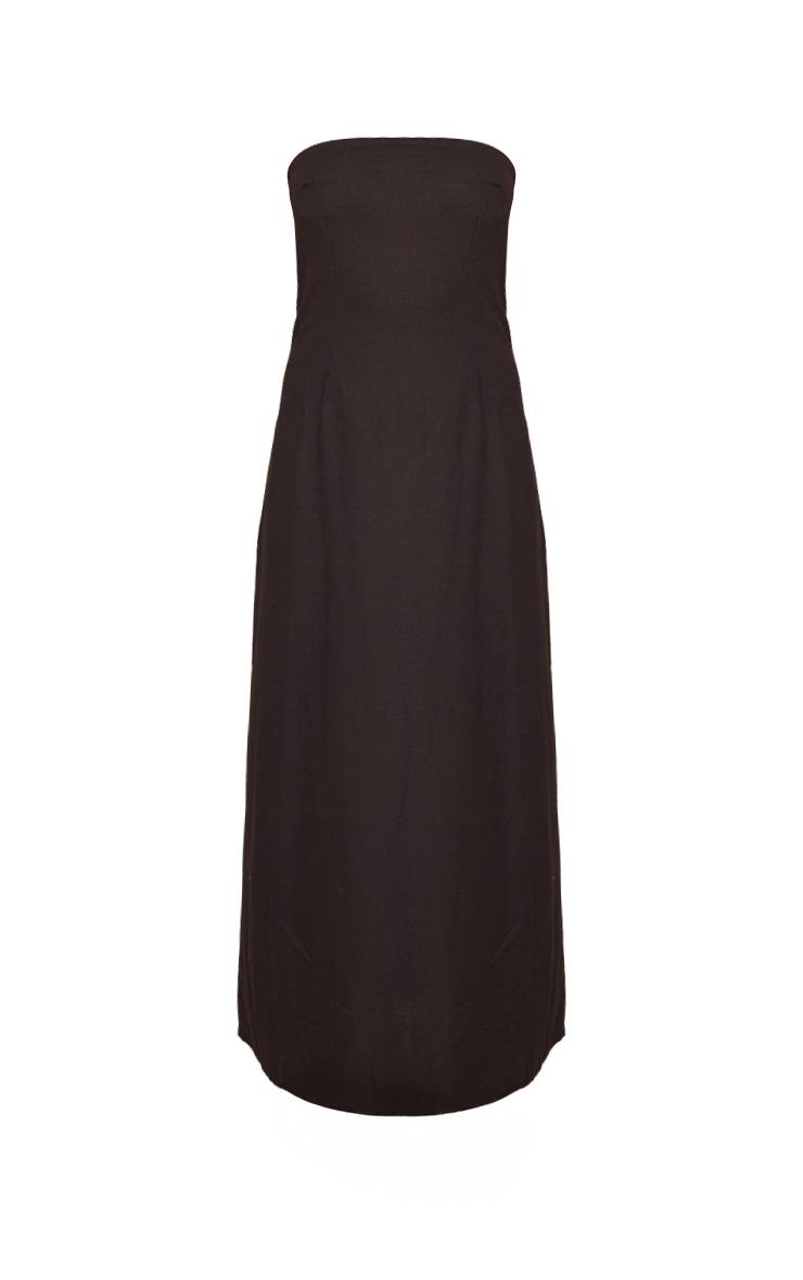 Noir Robe Fourreau Bandeau Aspect Lin