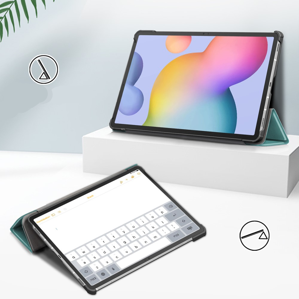 Samsung Galaxy Tab S8  Plus / Tab S7  Plus / Tab S7 FE 5G Leder Tasche Smart Case Hülle   S-Pen Halterung - Grün / Schwarz