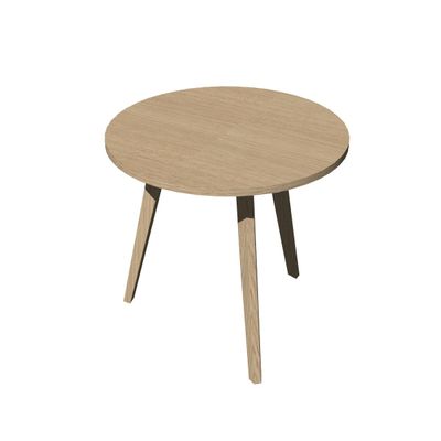 Table ronde - H74 cm - 80 cm - 3 pieds bois - plateau imitation chêne