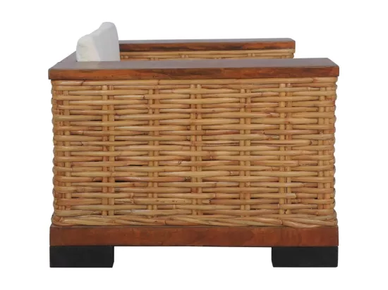 Fauteuil avec coussins Marron Rotin naturel