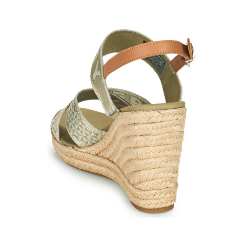 Tommy Hilfiger - TOMMY WEBBING HIGH WEDGE SANDAL - Kaki
