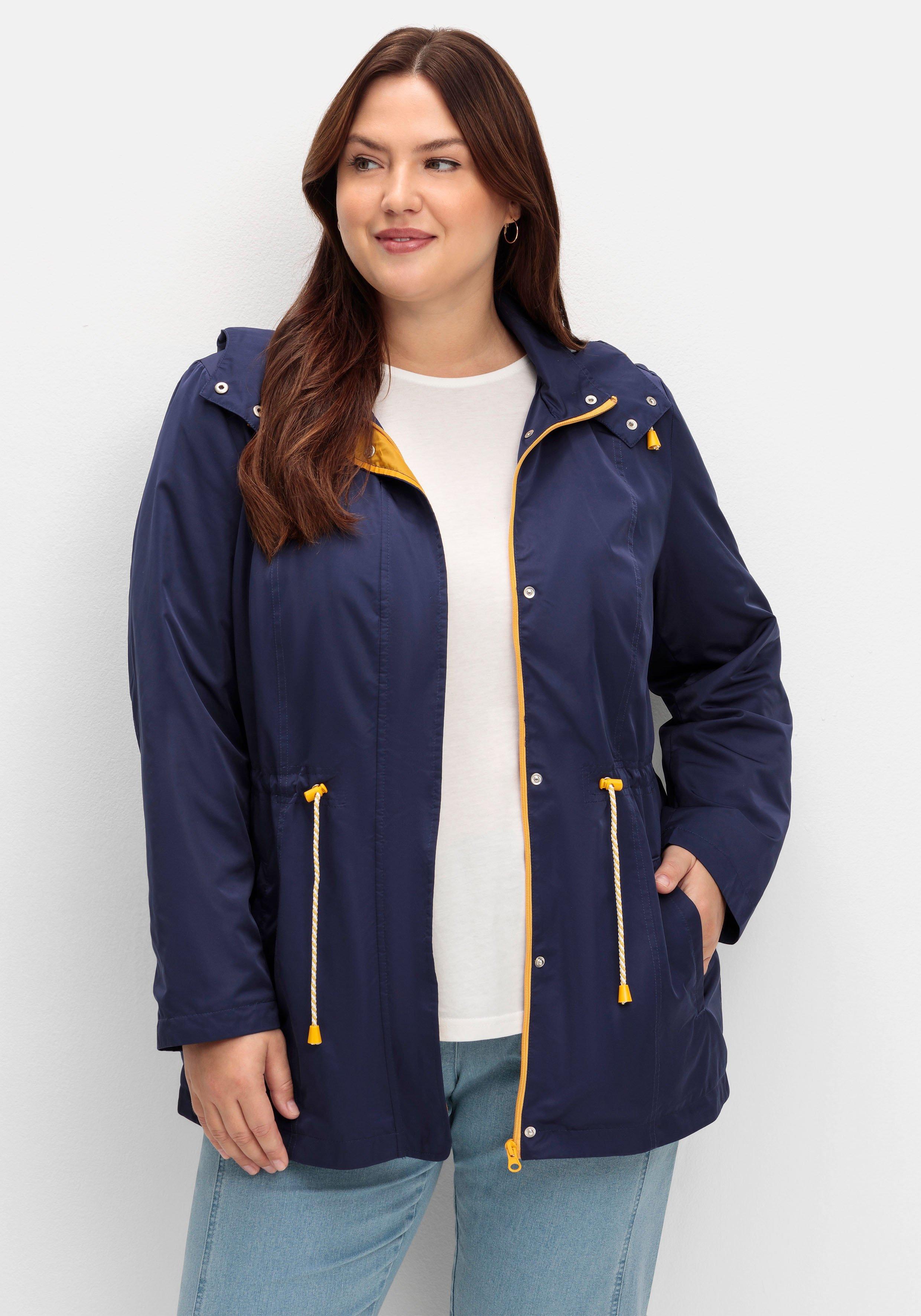 Kapuzenjacke mit Kontrastfutter und Taillen-Tunnelzug