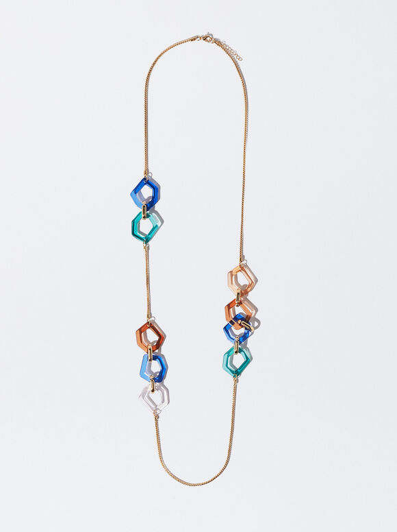 Colar com resina multicolorida - Multicolorido