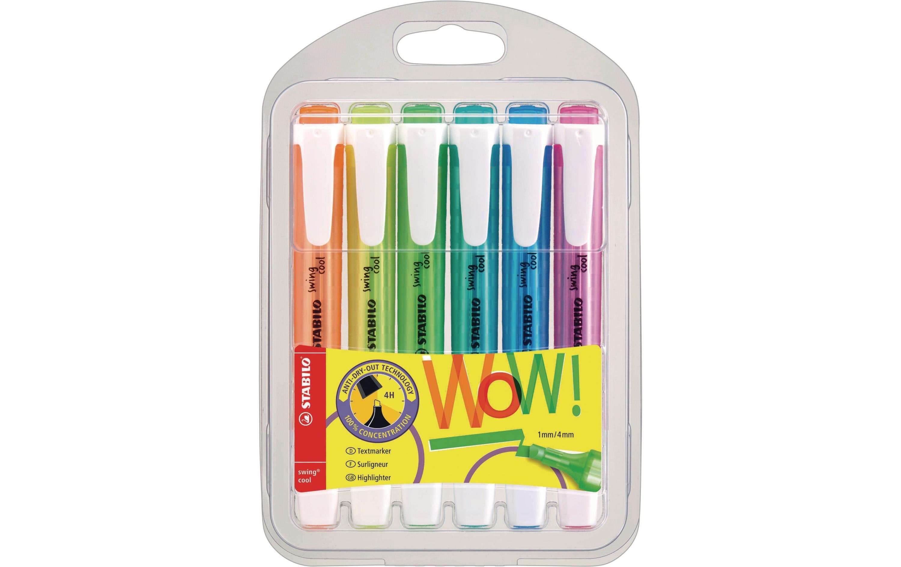 Textmarker Swing Cool 6 StückLeuchtmarker im flachen Design