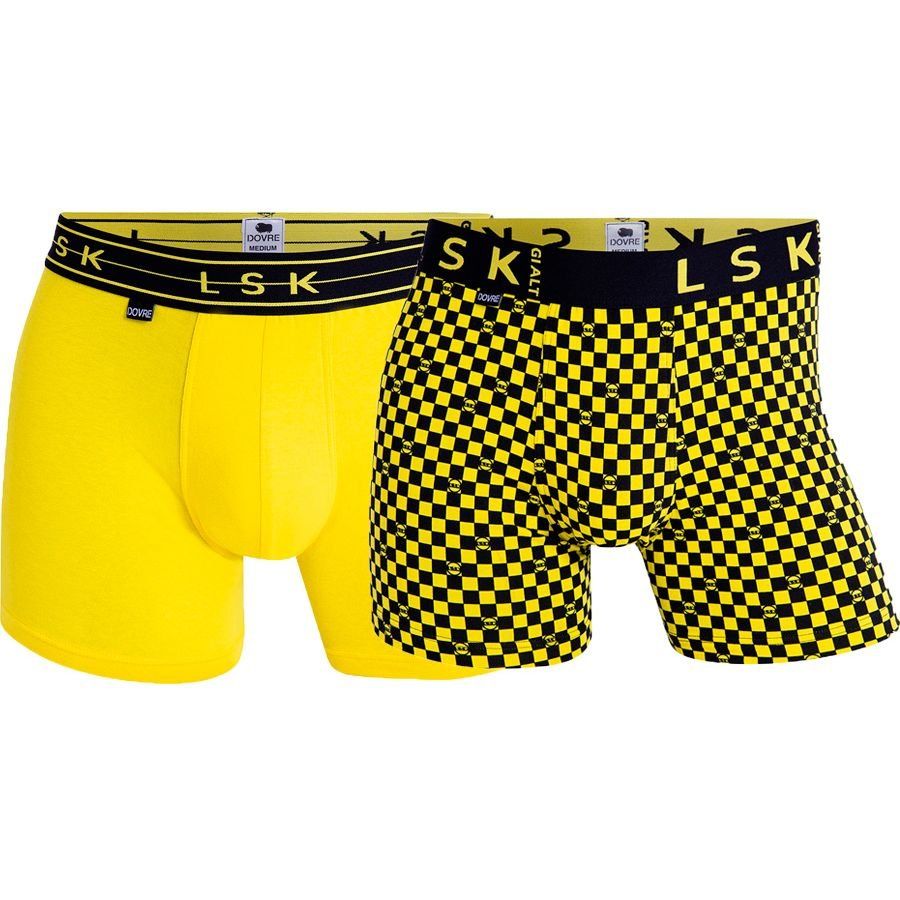 Dovre Lillestrøm SK Boxers 2-Pack - Jaune/Noir Enfant