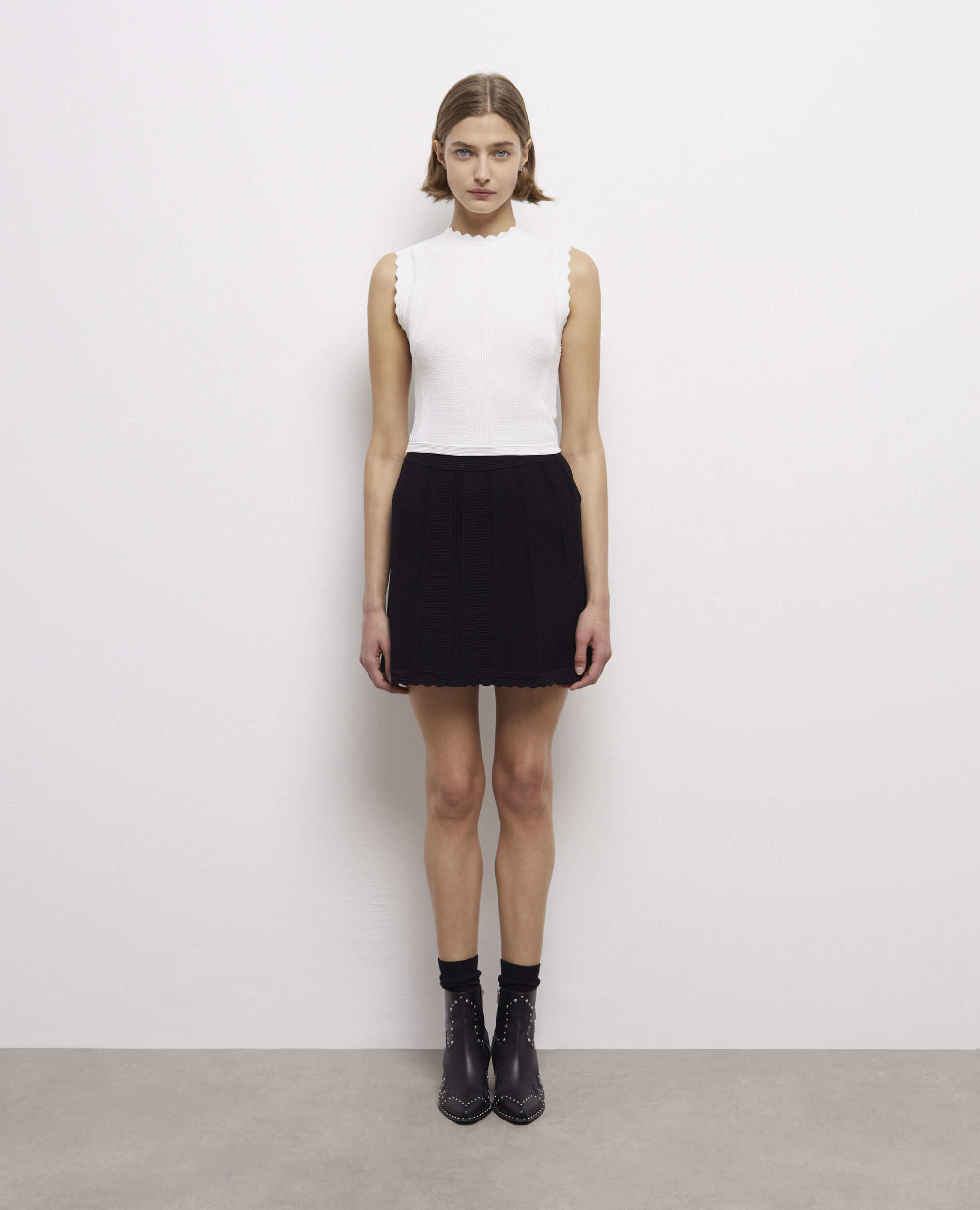 Top court blanc en maille