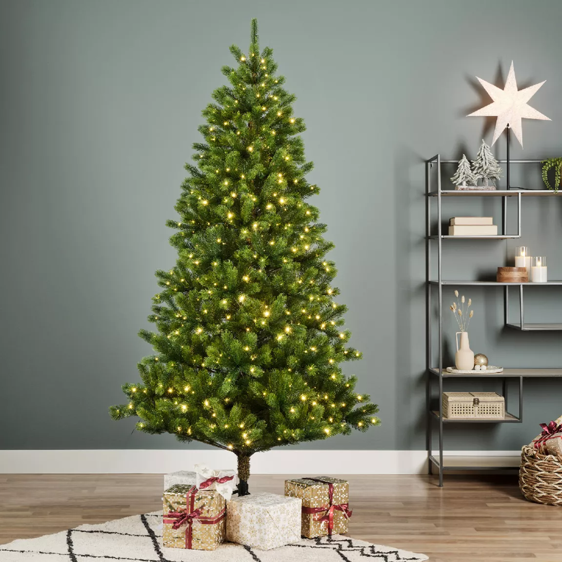 Sapin de Noël artificiel lumineux 700 LED H240 cm Ottawa Luxe Vert sapin