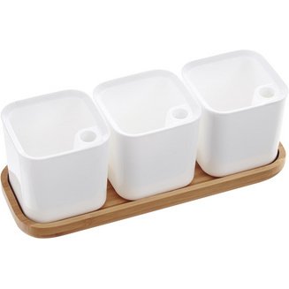 Pot à herbes aromatiques EDEN, set de 3, blanc