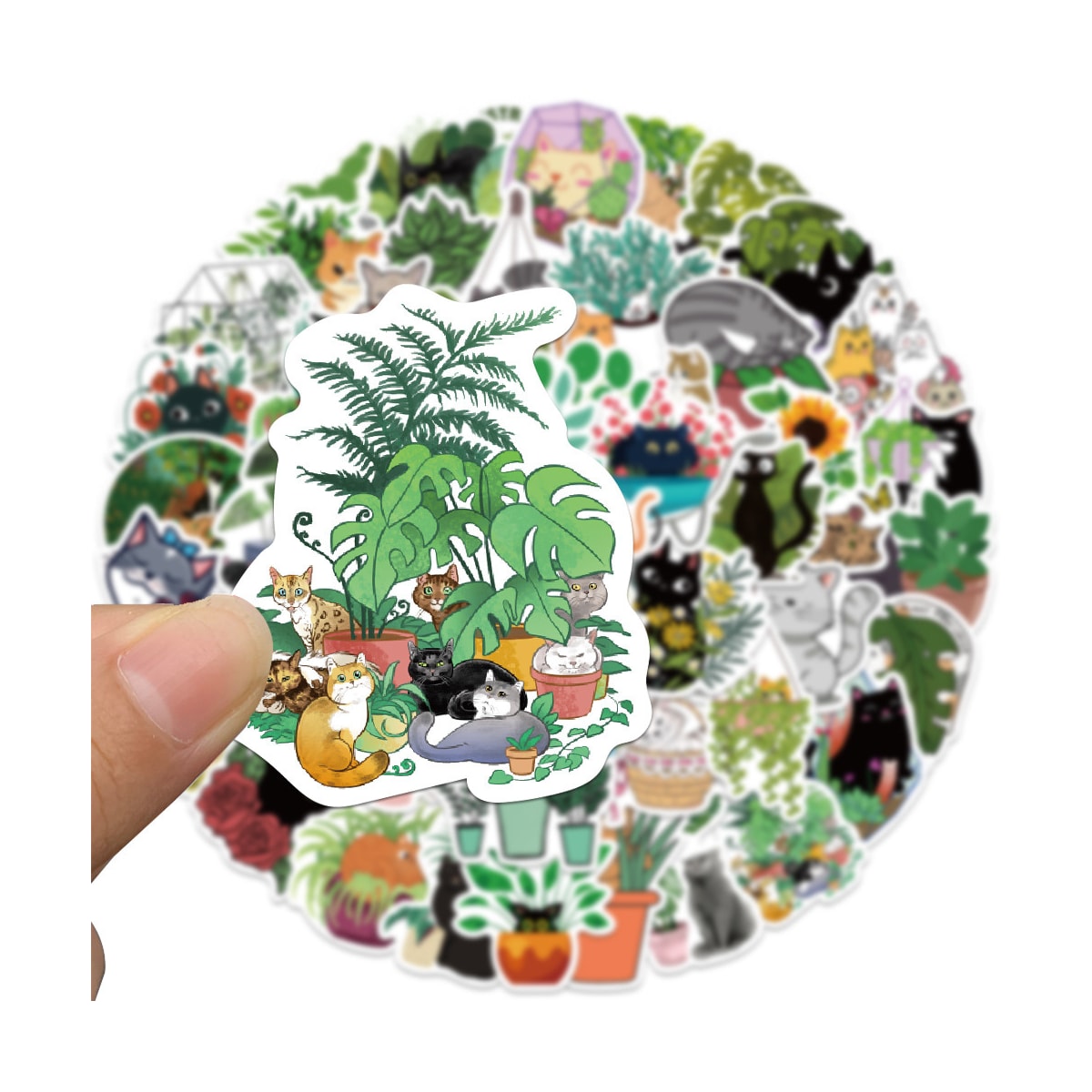 Klistremerker Katter og planter 50-pakk