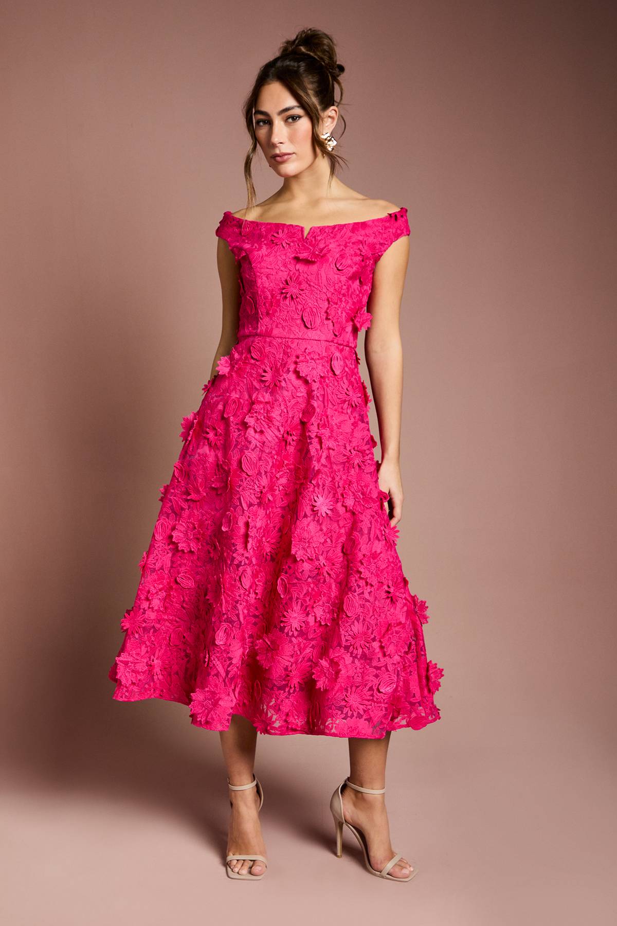Coast Robe Midi Bardot à Fleurs 3D