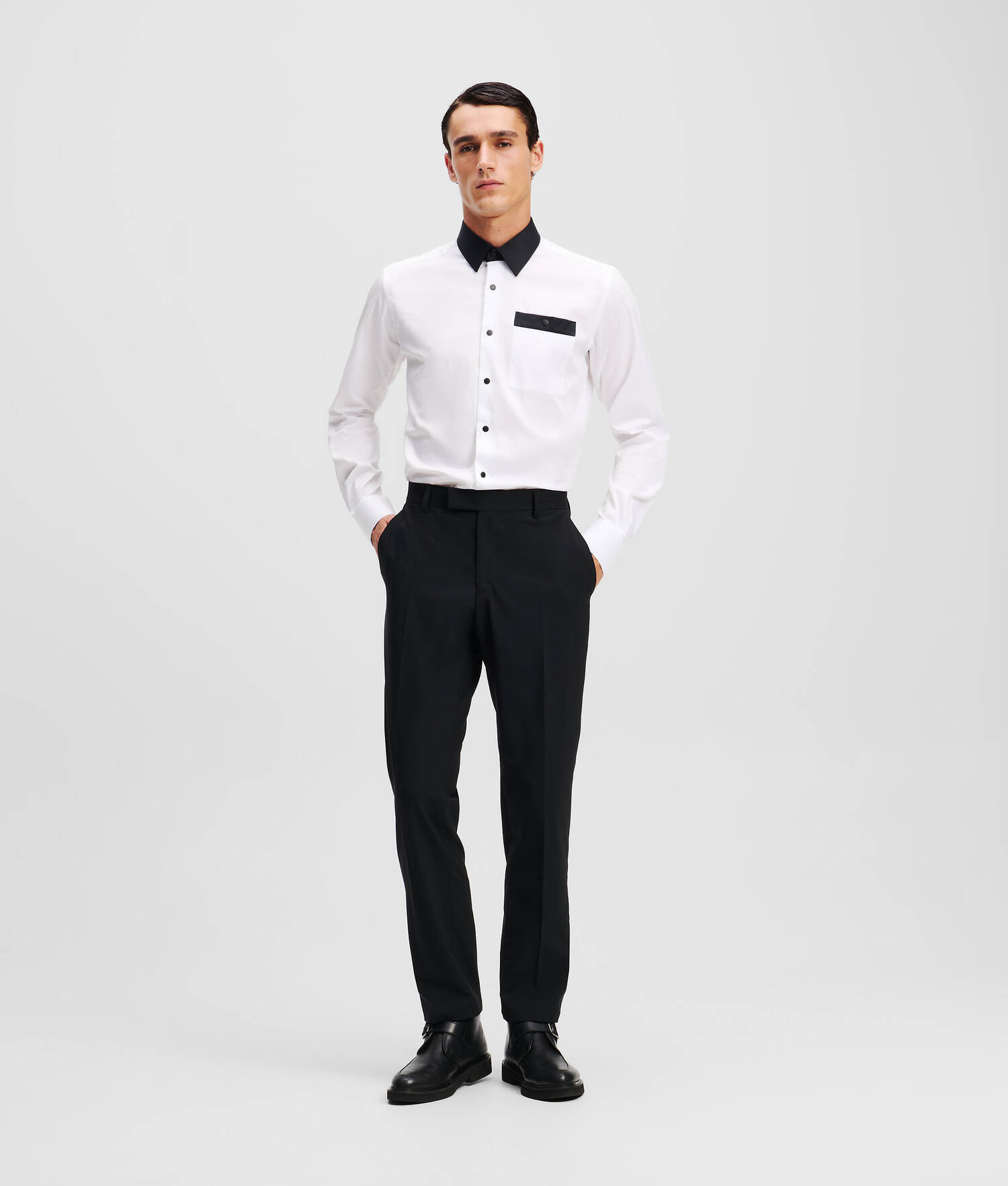 CHEMISE À BOUTONS - Blanc/Noir