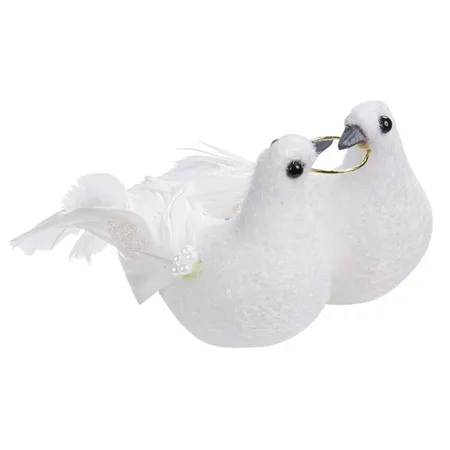 hobbyfun Hochzeitstaubenpaar mit Ring, 11 cm mit Clip