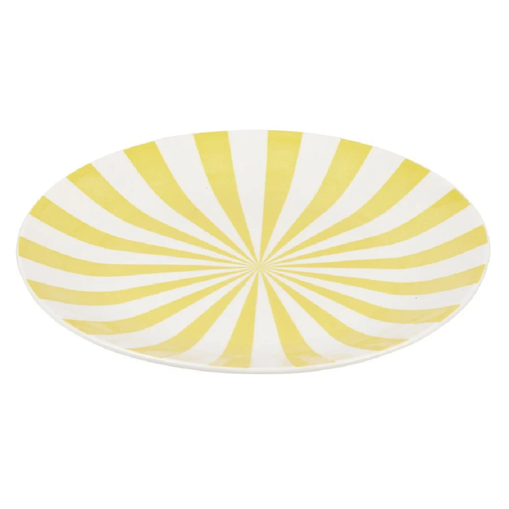 Assiette à dessert porcelaine rayure bicolore Ø16cm