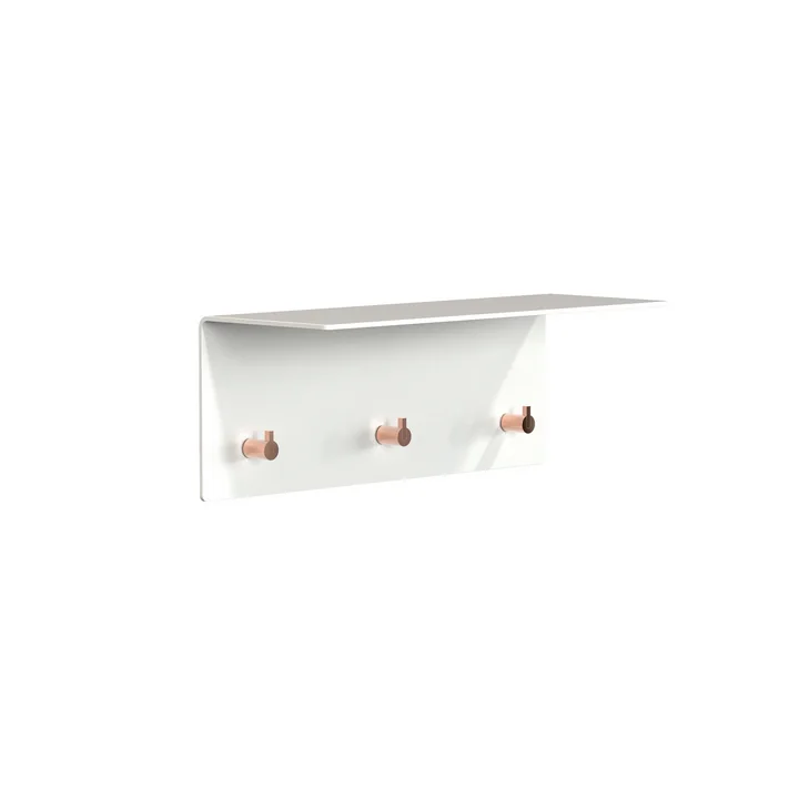 Frost - Unu Wandgarderobe 40 x 15 x 15 cm, weiss matt / kupfer poliert