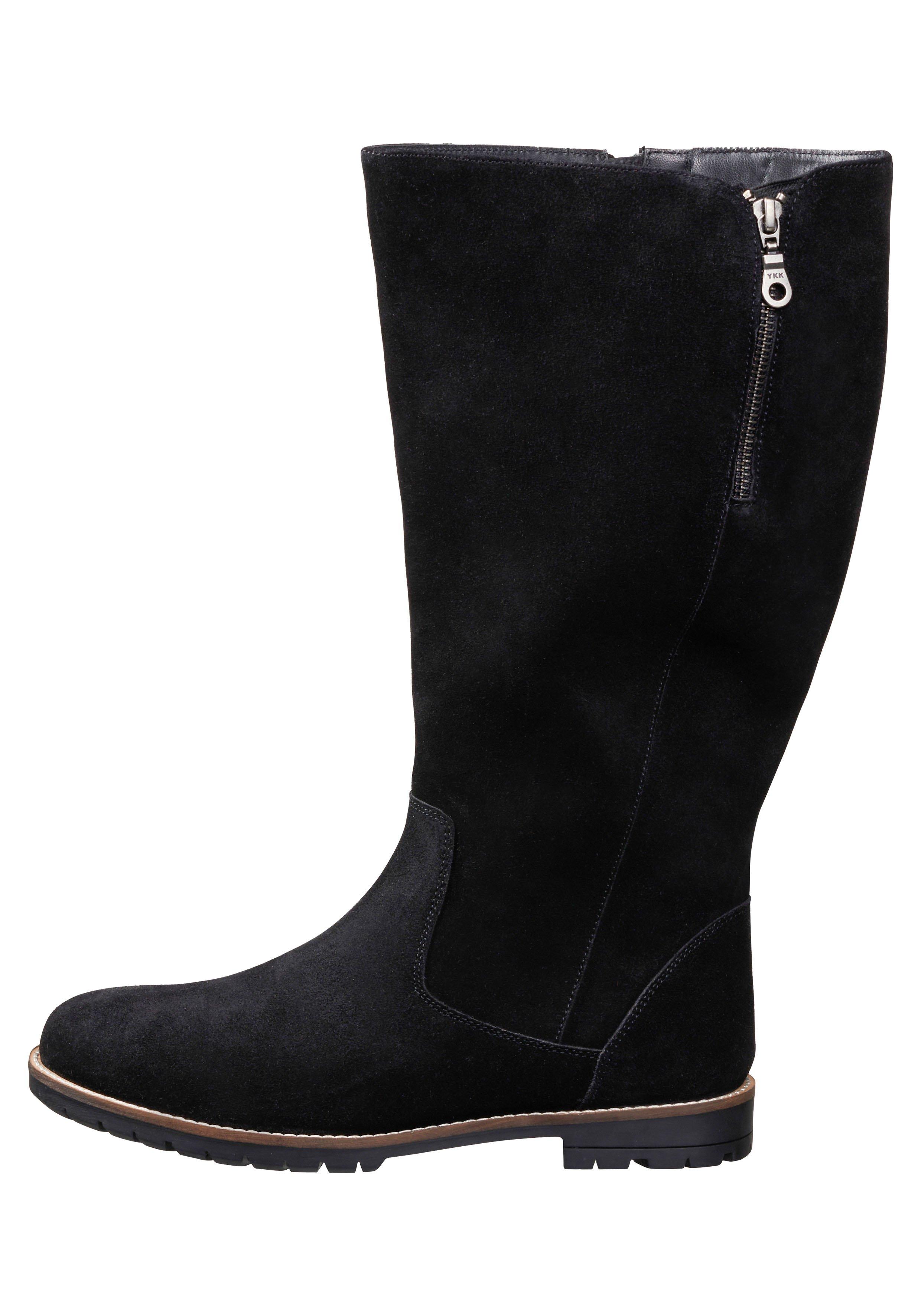 Weitschaftstiefel aus Leder, mit Zierreißverschluss